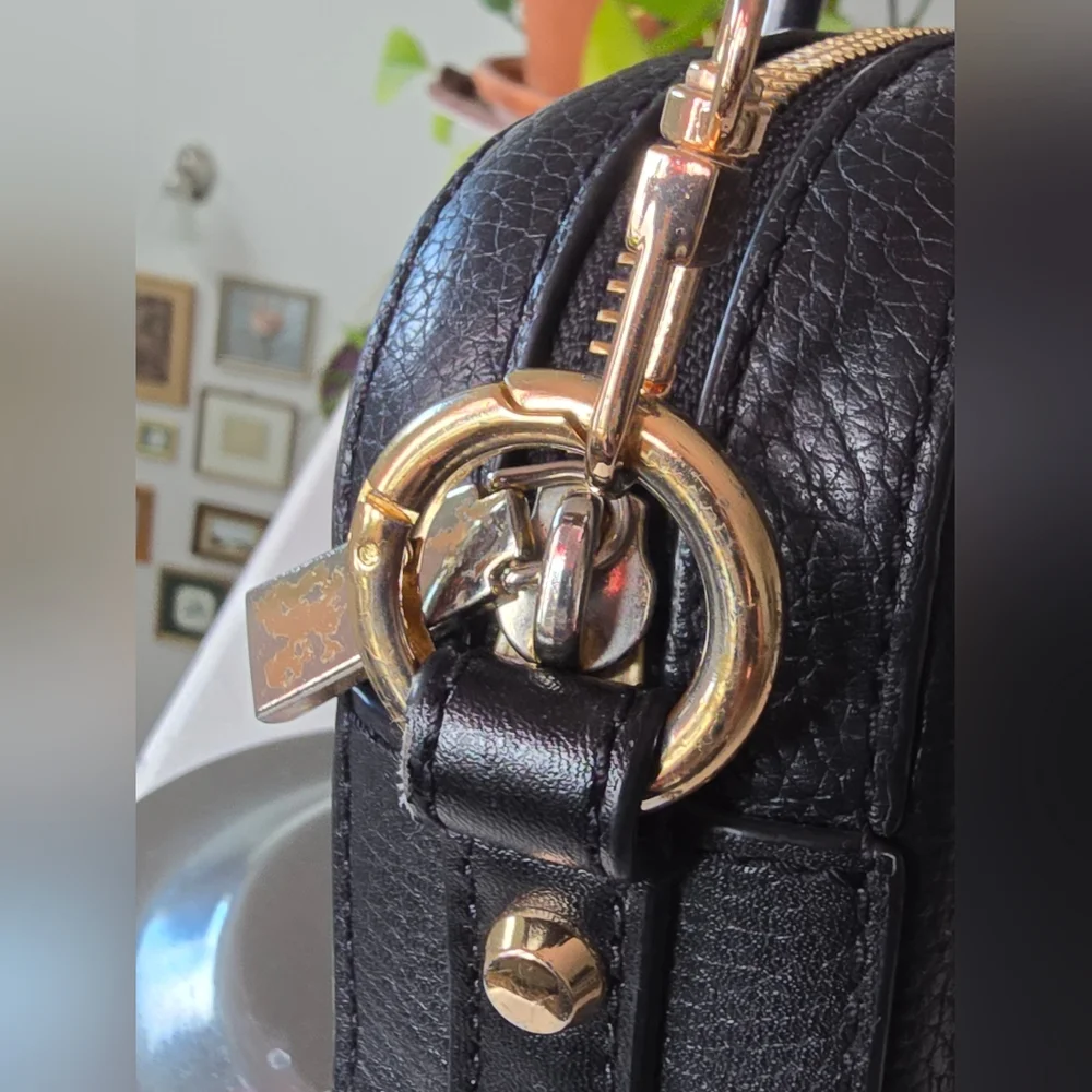 Michael Kors Black Pebbled Leather Camera Style Crossbody Bag
